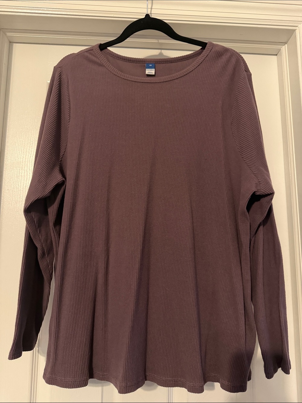 Old Navy Ribbed Long Sleeve Crewneck Top - Plum Mauve